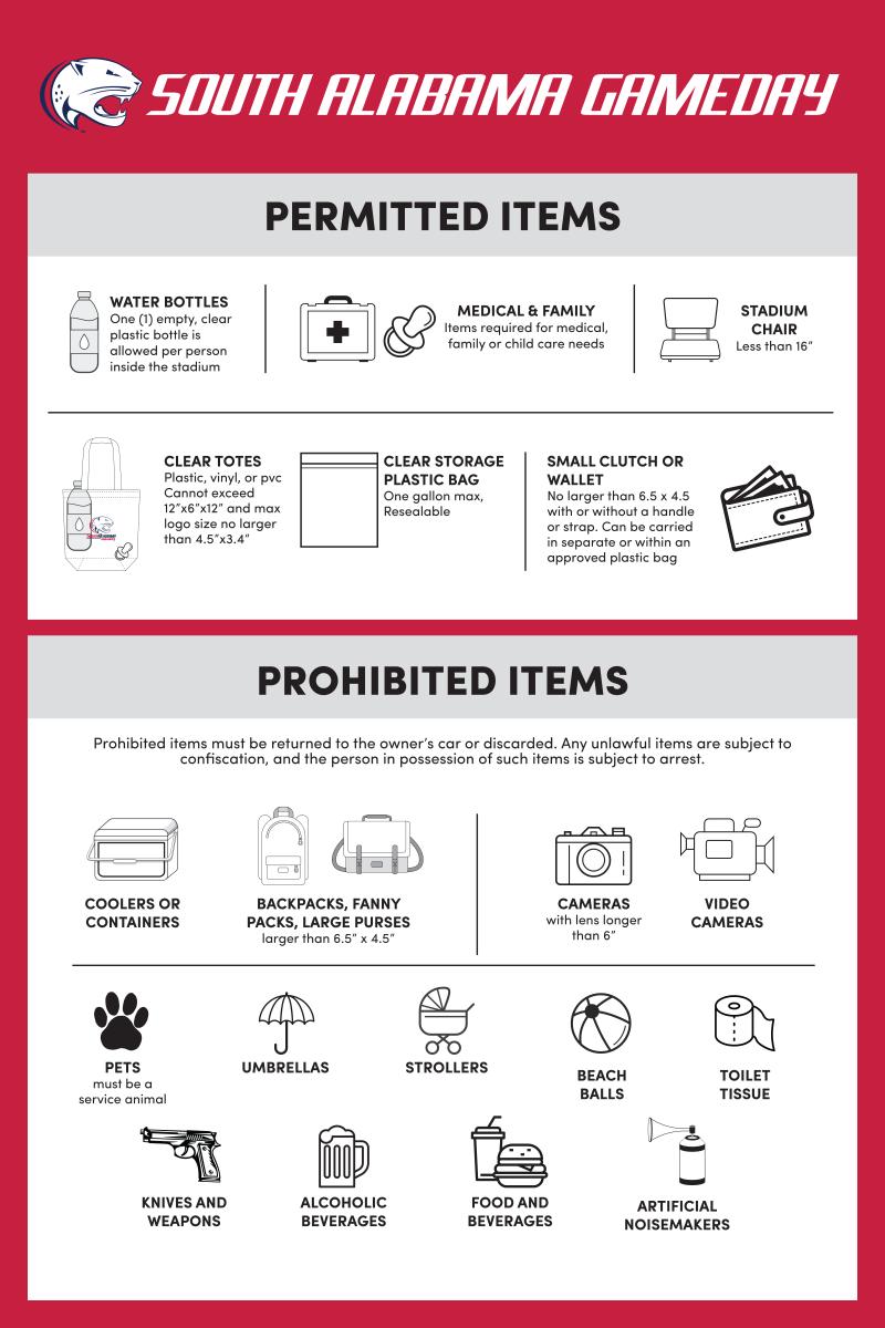 Clear bag policy in place for South Alabama game days