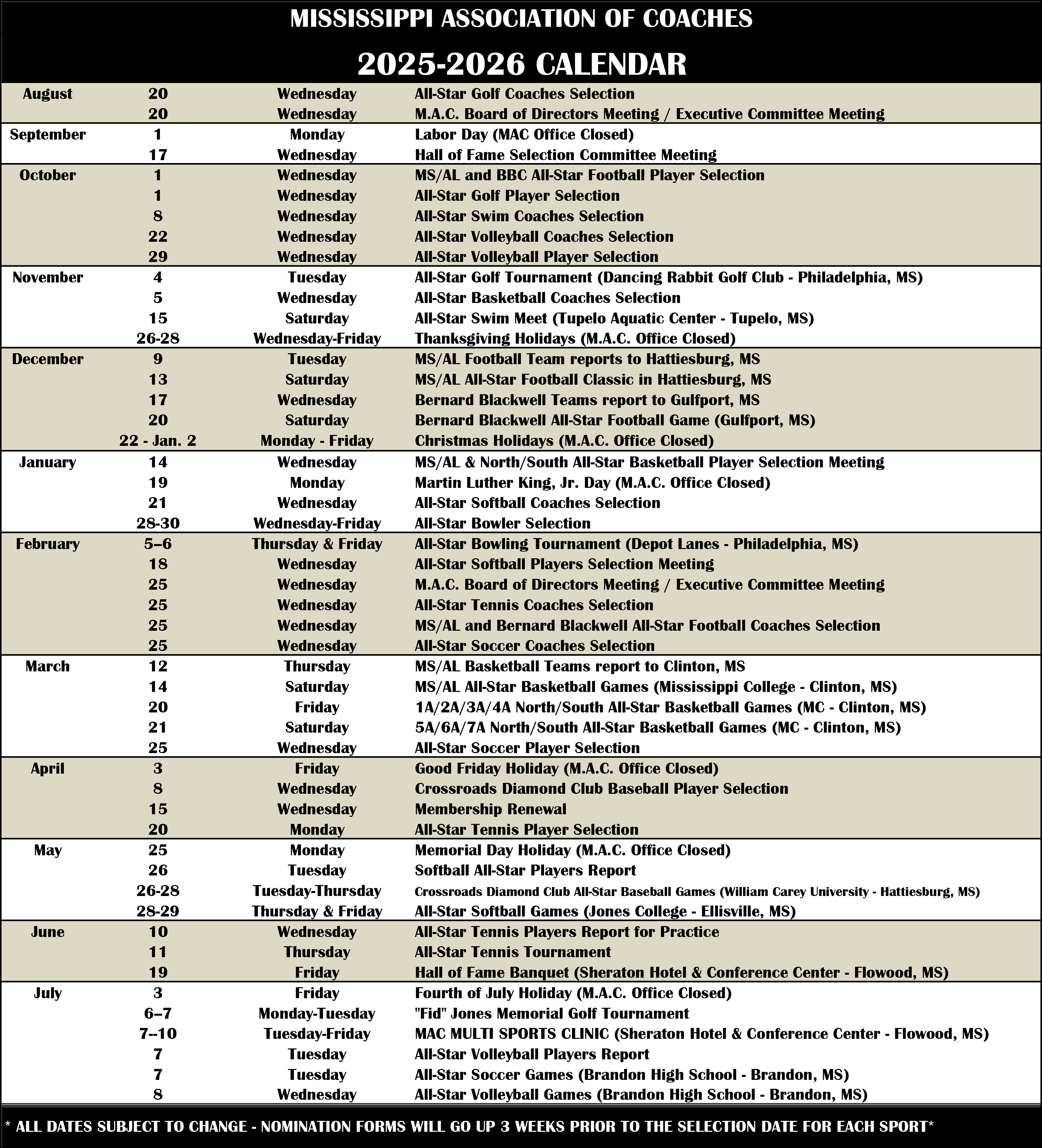 2025-26 MAC Calendar